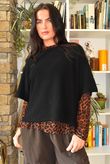 Tiby Funnel Neck Layering Top Leopard Rust